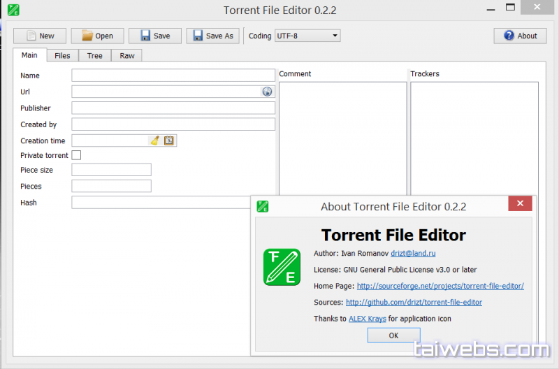 Torrent File Editor 0.3.16 - Bearbeiten Sie die Datei torrent